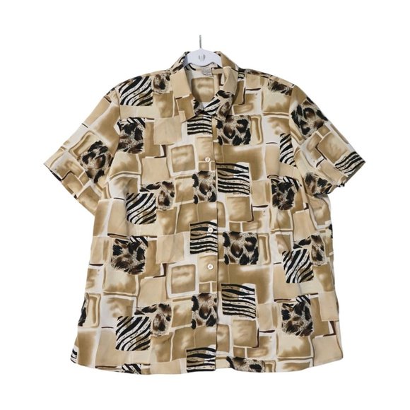 Vintage NWT Notatios Women's Size 1X Animal Print Button Down Shirt Light Weight - Picture 1 of 4